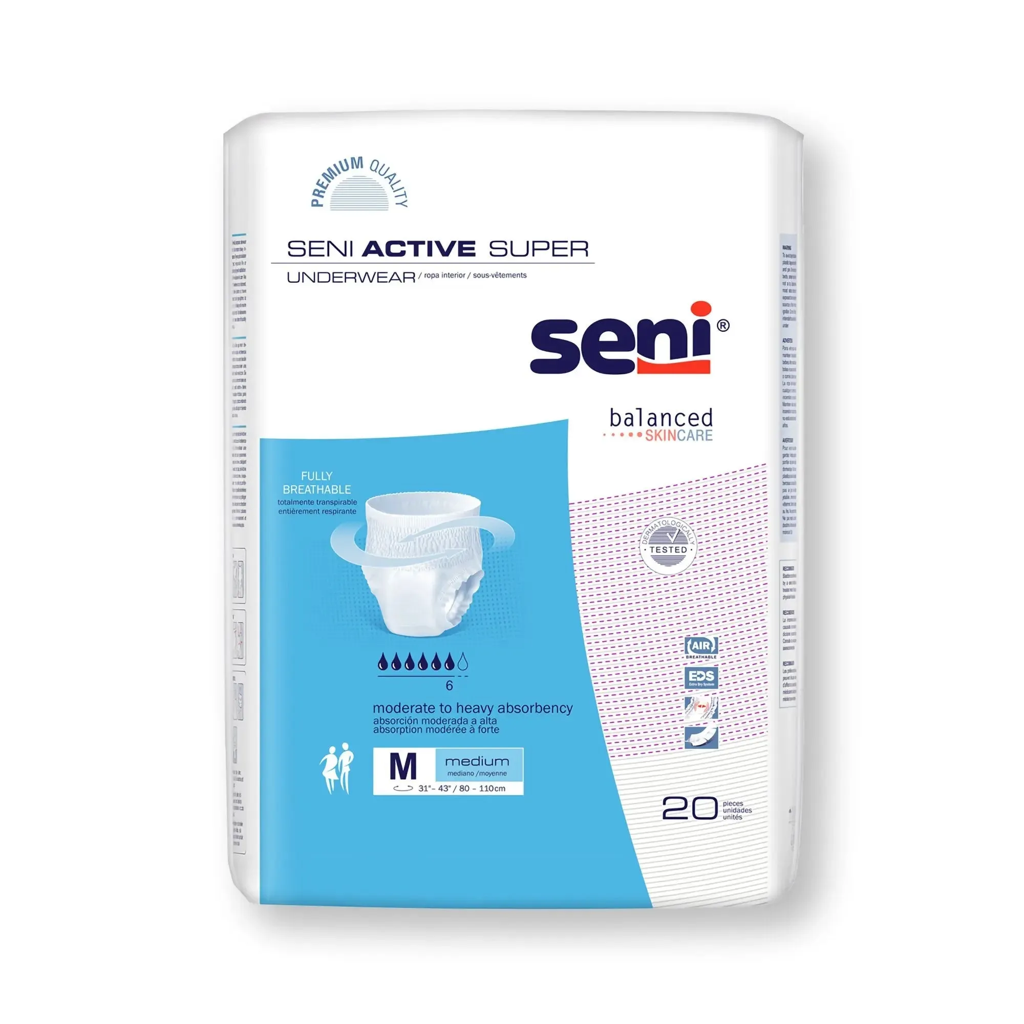 Seni® Active Super Moderate to Heavy Absorbent Underwear, Medium