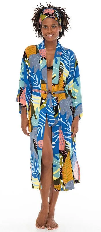 SHU-SHI Womens Kimono Cardigan Floral Tropical Swimwear  Beach Robe