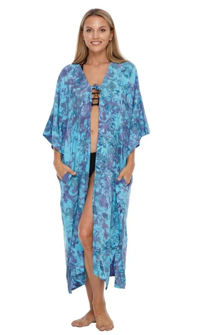 SHU-SHI Women's Open Front Kimono Cardigan Robe - Beach Cover-Up, Loose Fit, One Size