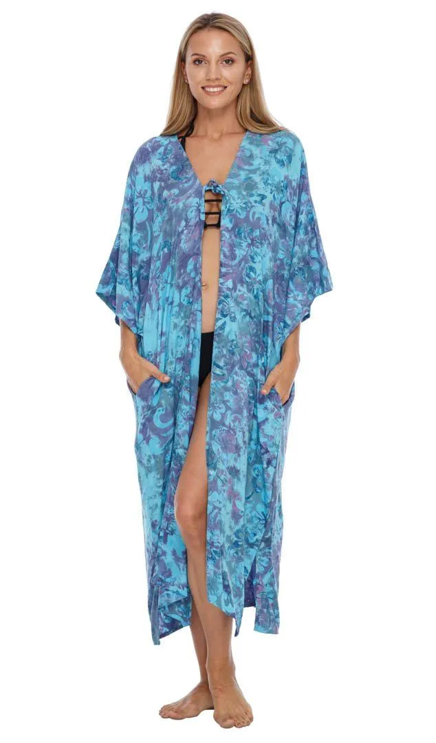 SHU-SHI Women's Open Front Kimono Cardigan Robe - Beach Cover-Up, Loose Fit, One Size