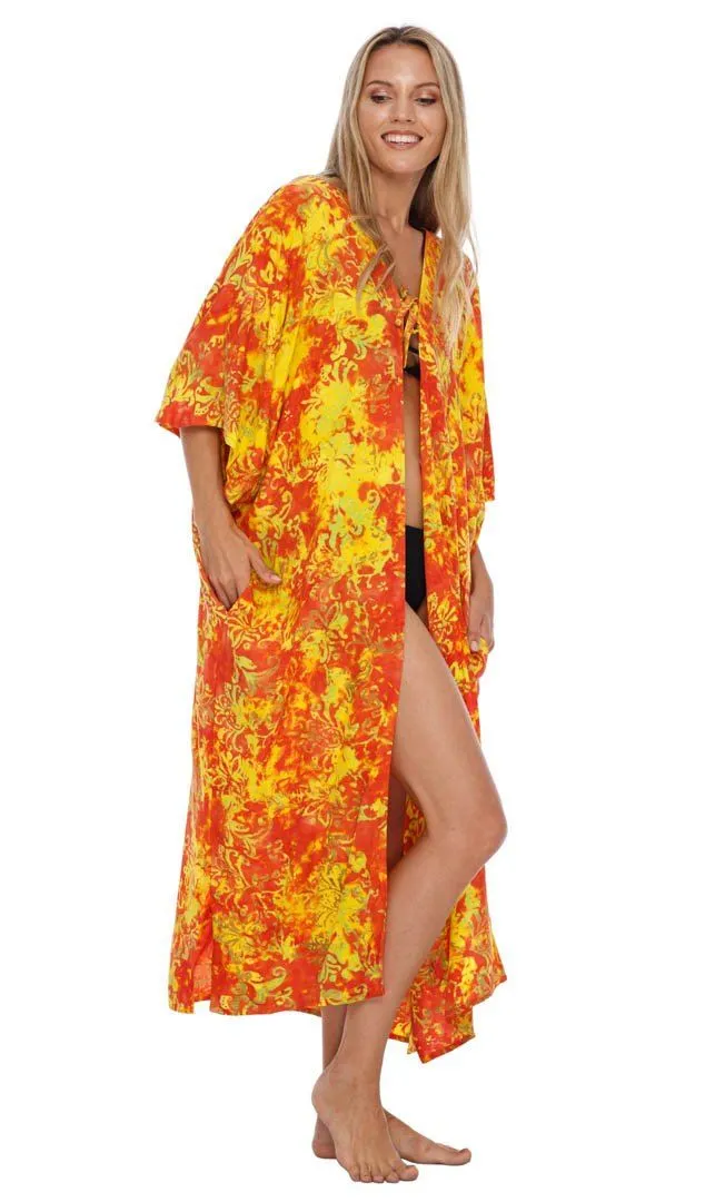 SHU-SHI Women's Open Front Kimono Cardigan Robe - Beach Cover-Up, Loose Fit, One Size