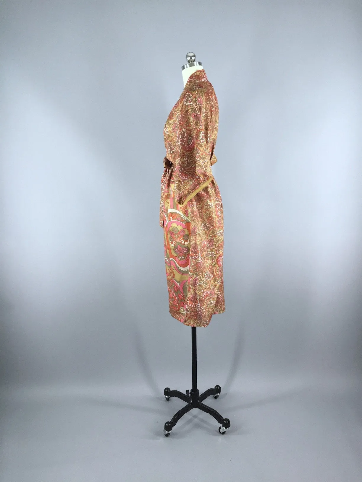 Silk Sari Robe / Autumn Orange Floral