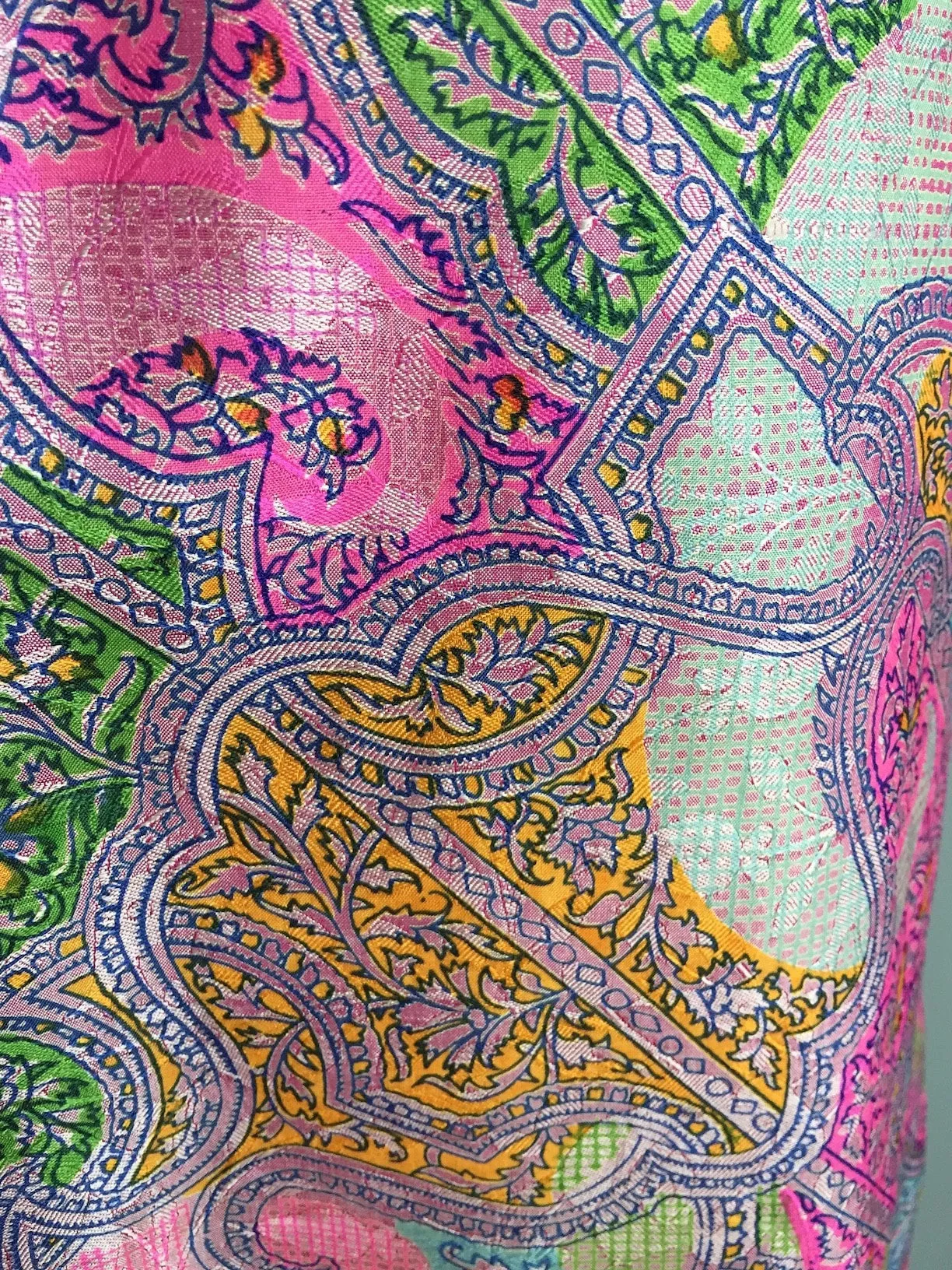 Silk Sari Robe / Pink Paisley Brocade