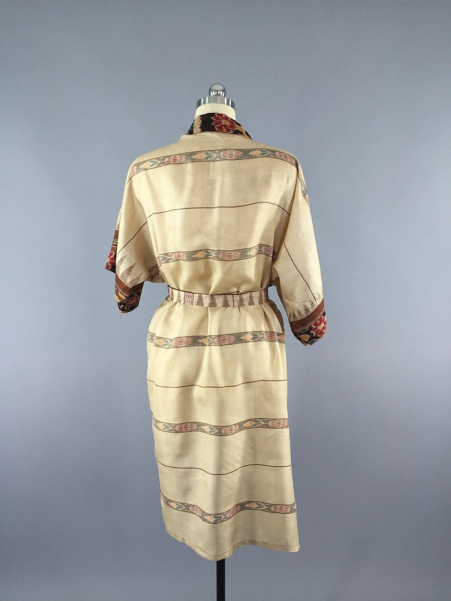 Silk Sari Robe / Tan Ikat