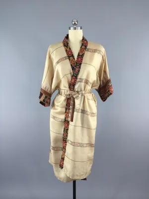 Silk Sari Robe / Tan Ikat