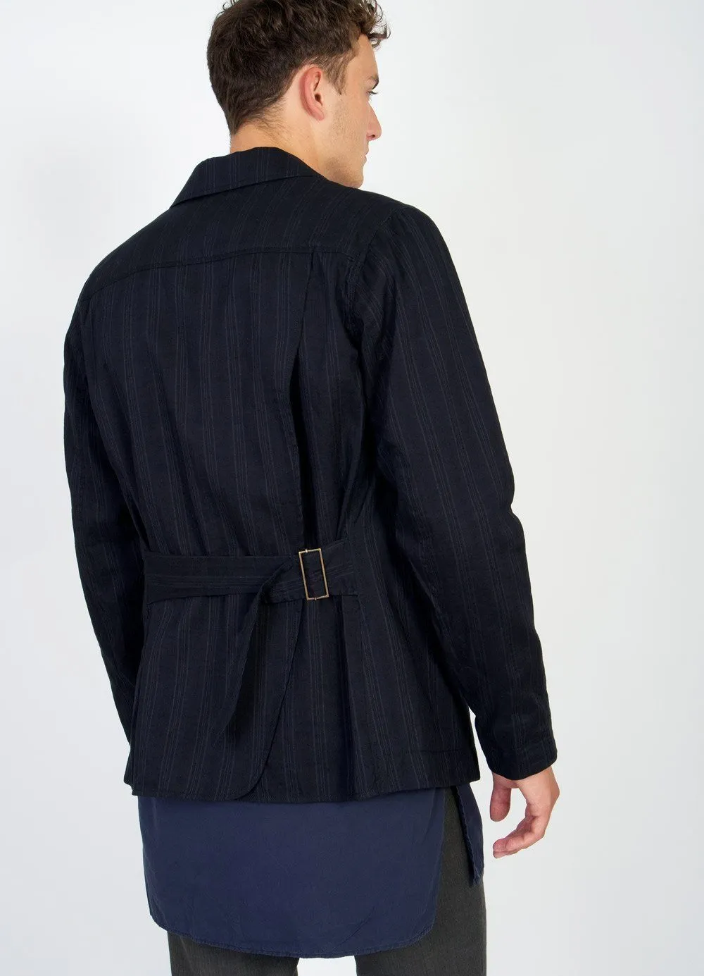 SIMON | Open Back Blazer | Black Stripe