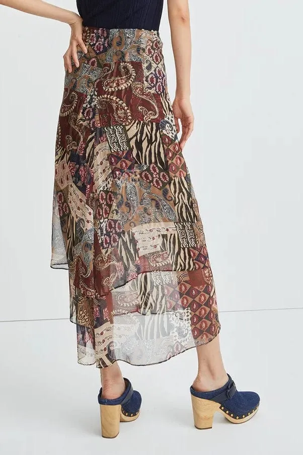 Sira Patchwork-Print Skirt