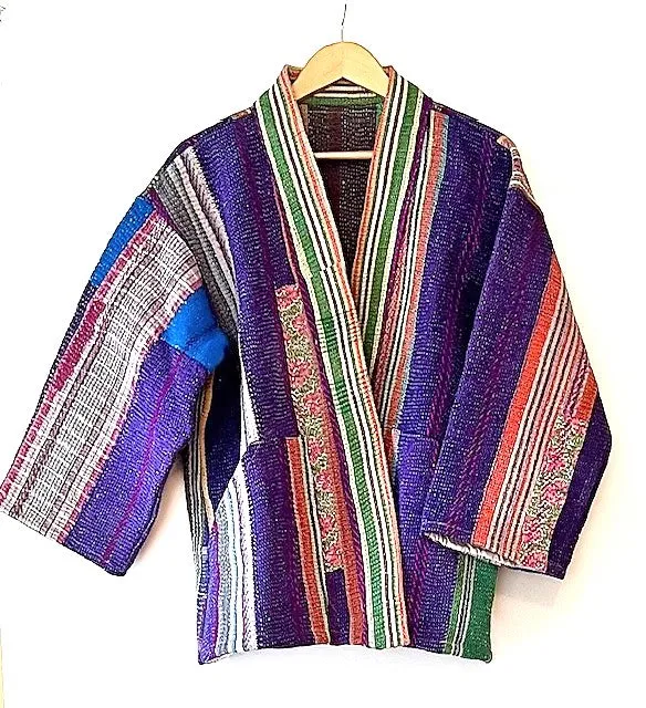 Specialty Collection: Short Designer Patchwork Hand Embroidered Jacket. Fully Reversible.