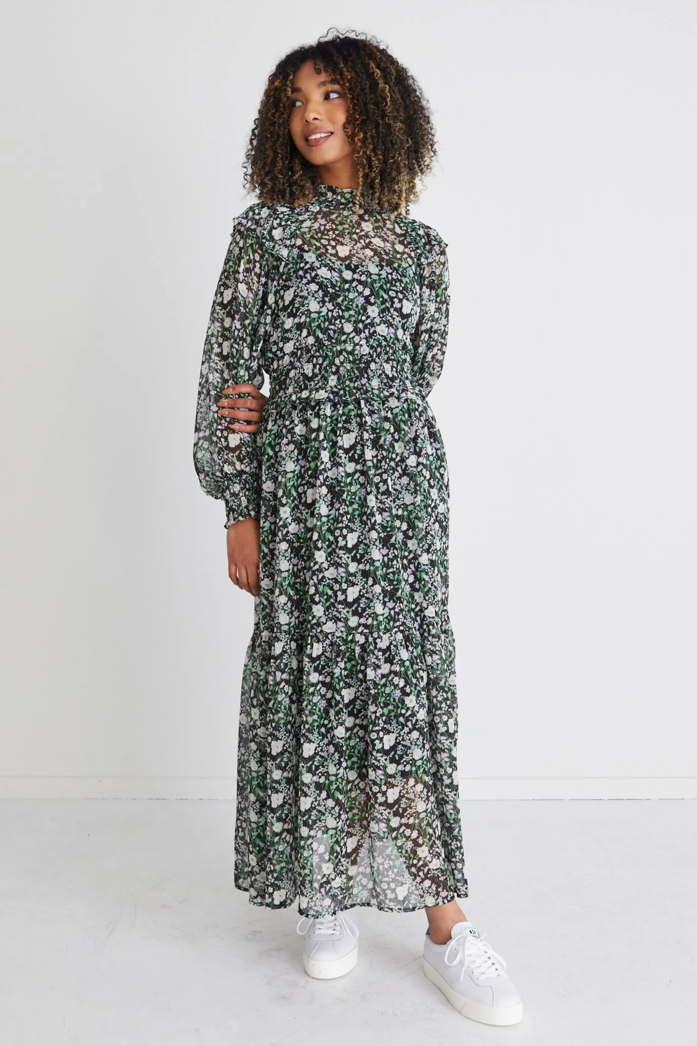 Spellbound Black Garden Ls Boho Maxi Dress