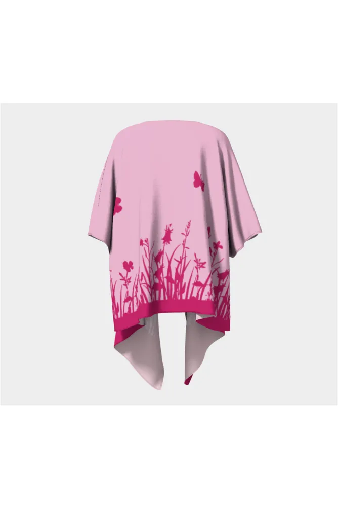 Sweet Lilac Butterfly Garden Draped Kimono