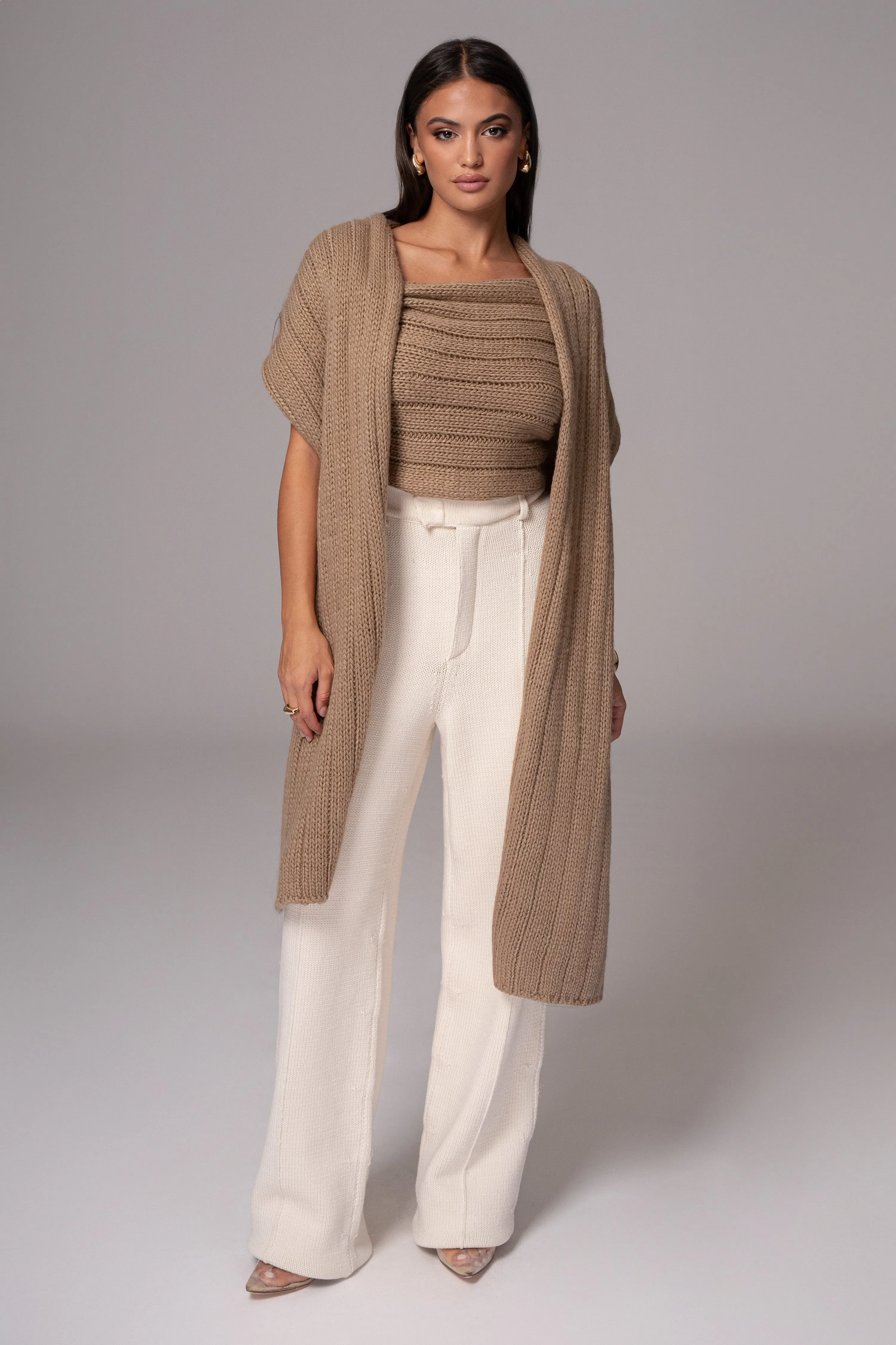 Taupe Soft Life Cable Knit Sweater Top