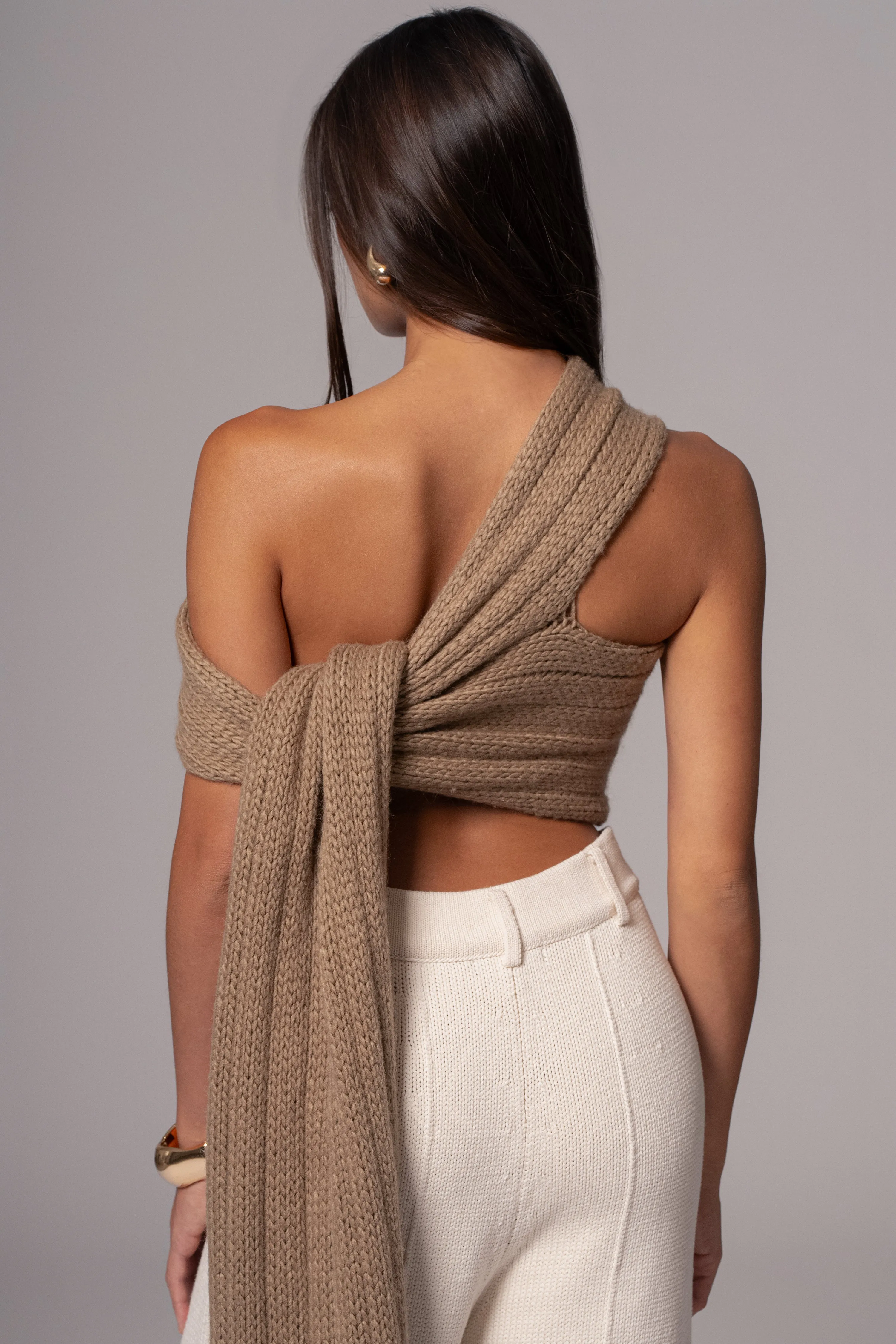 Taupe Soft Life Cable Knit Sweater Top