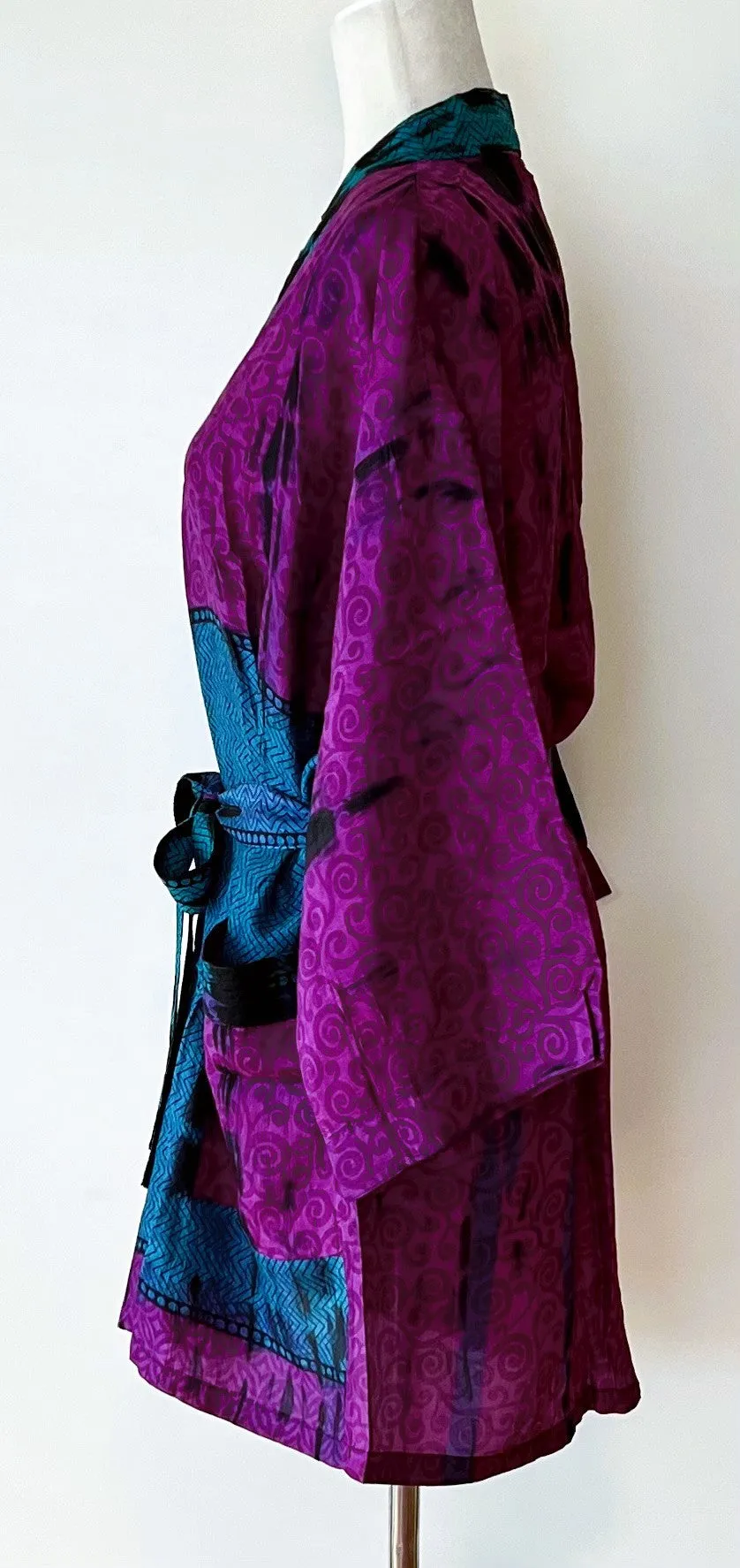 The Accessory In Demand, A Short Silk Kimono Jacket.  A Beauty In Purple