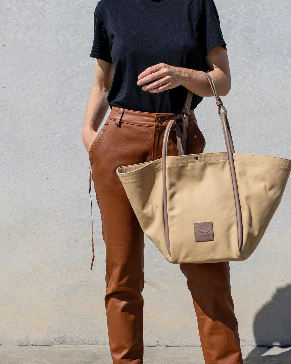 The Bondi Slouch Pant Golden Brown Stretch Leather