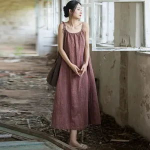 Trendy Coffee Red Tie-Dye Sleeveless Maxi Dress