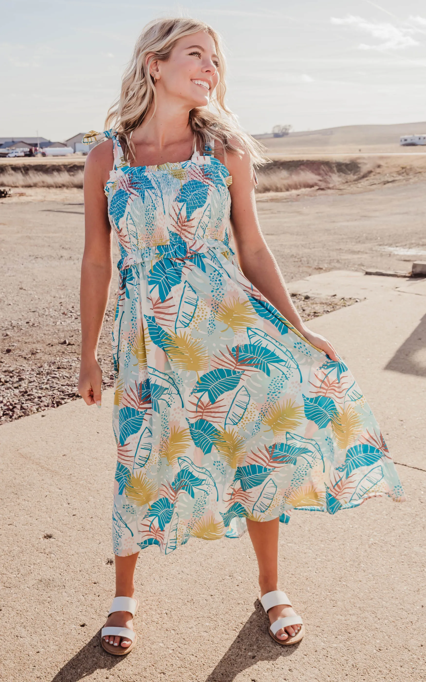 Tropical Escape Multi Tropical Midi Dress - Final Sale