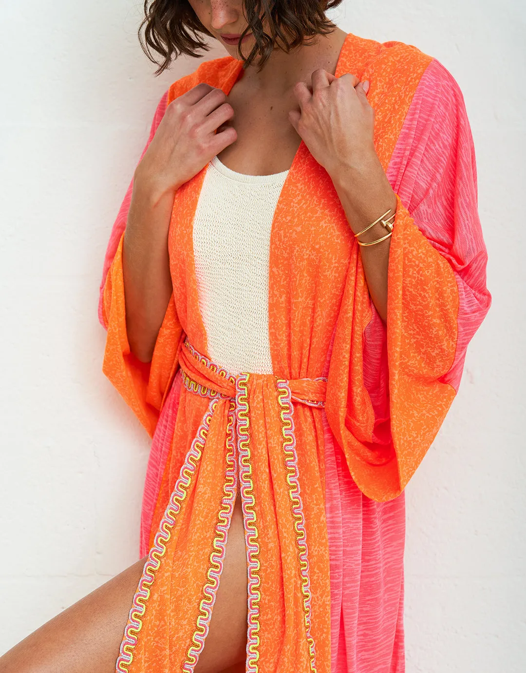 Two Tone Kimono - Hot Pink