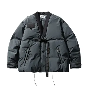 Utilitarian kimono padded jacket