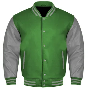 Varsity Jacket - Forest Green Gray