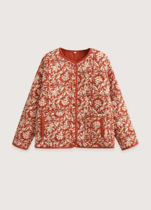 Veste kimono matelassée | Floral Terracotta