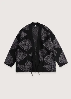 Veste kimono noir | Motifs Paisley