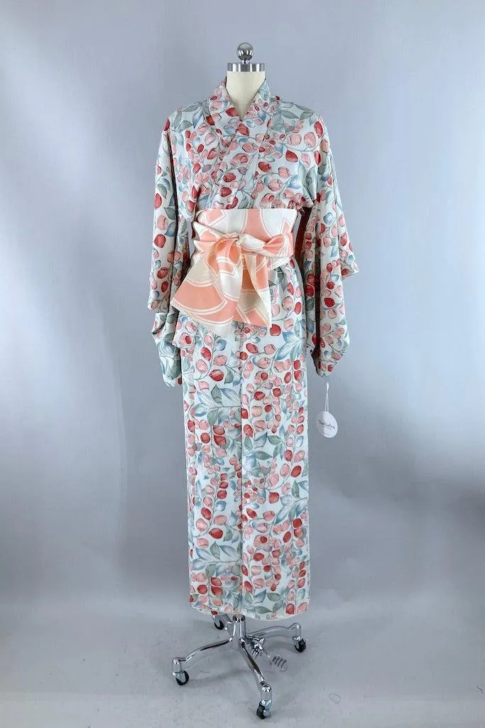 Vintage Pastel Wisteria Silk Kimono