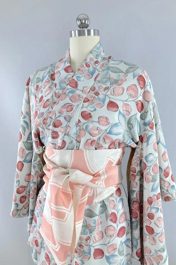 Vintage Pastel Wisteria Silk Kimono