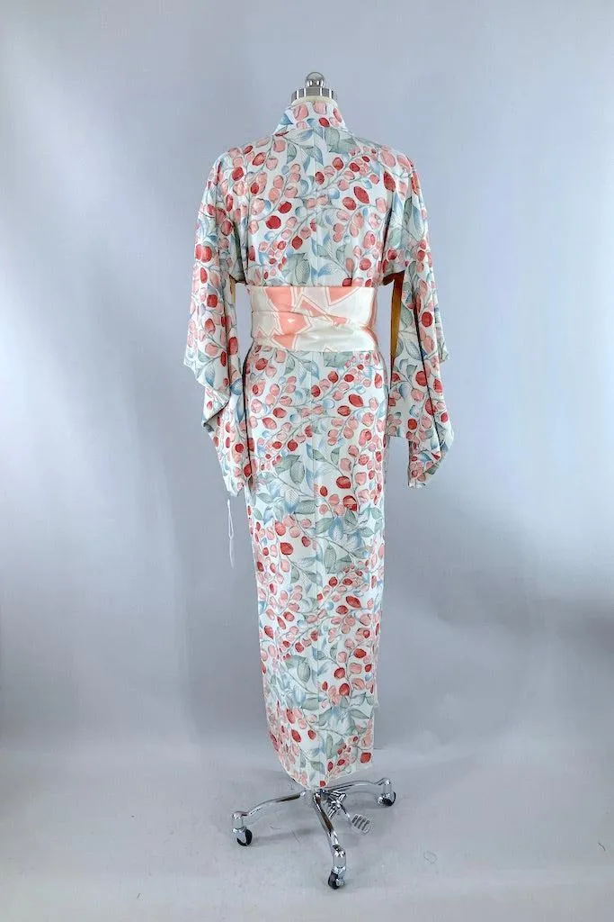 Vintage Pastel Wisteria Silk Kimono