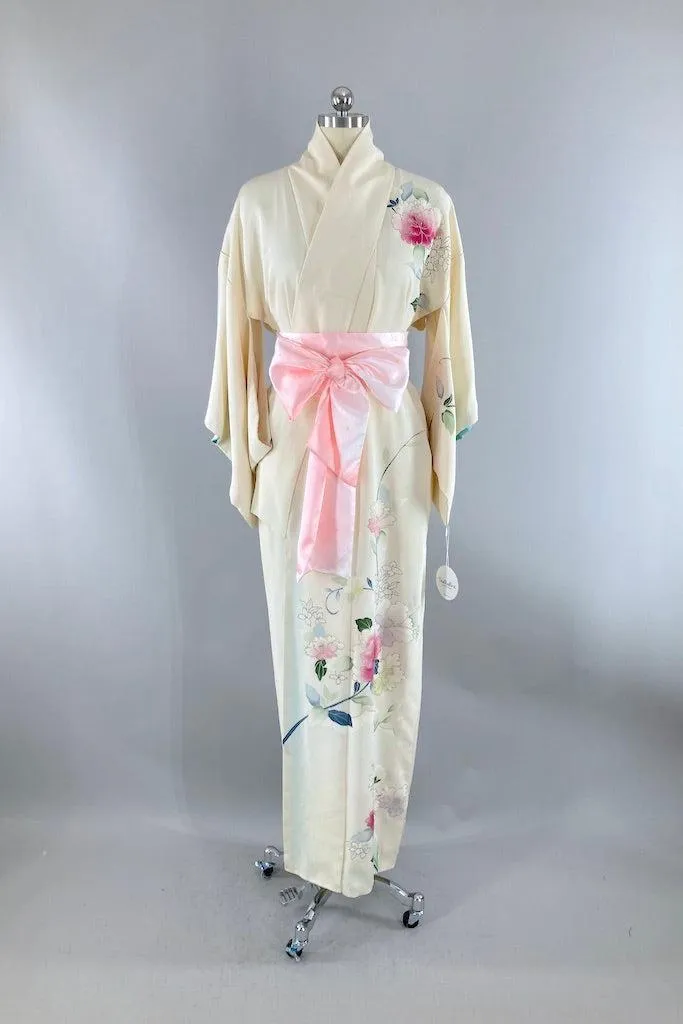 Vintage Silk Peony Kimono