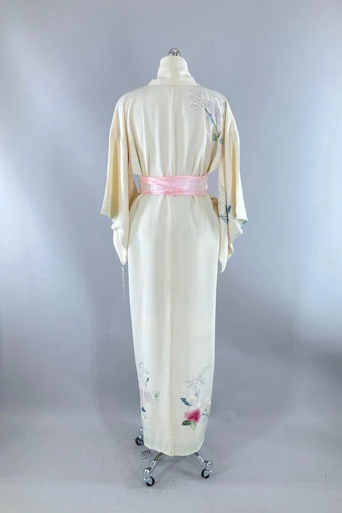 Vintage Silk Peony Kimono