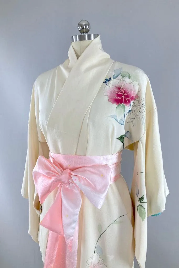 Vintage Silk Peony Kimono