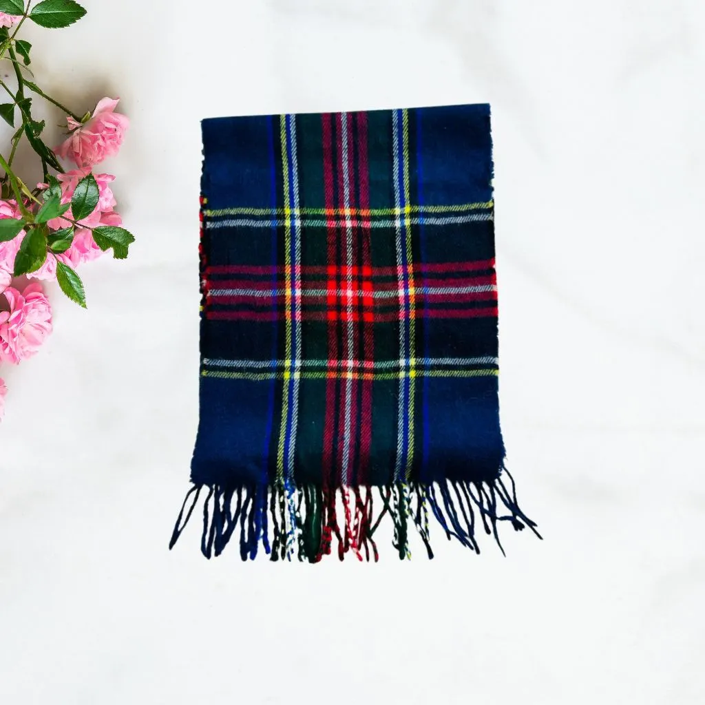 Wool Scarf Quinze Check Blue ( Made in Italy )