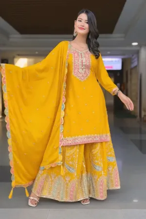 Yellow Colour Sharara Suit For Haldi Function