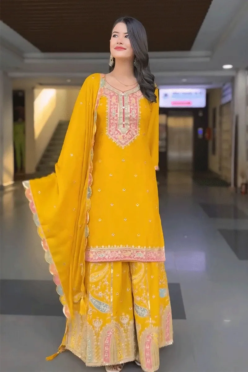 Yellow Colour Sharara Suit For Haldi Function