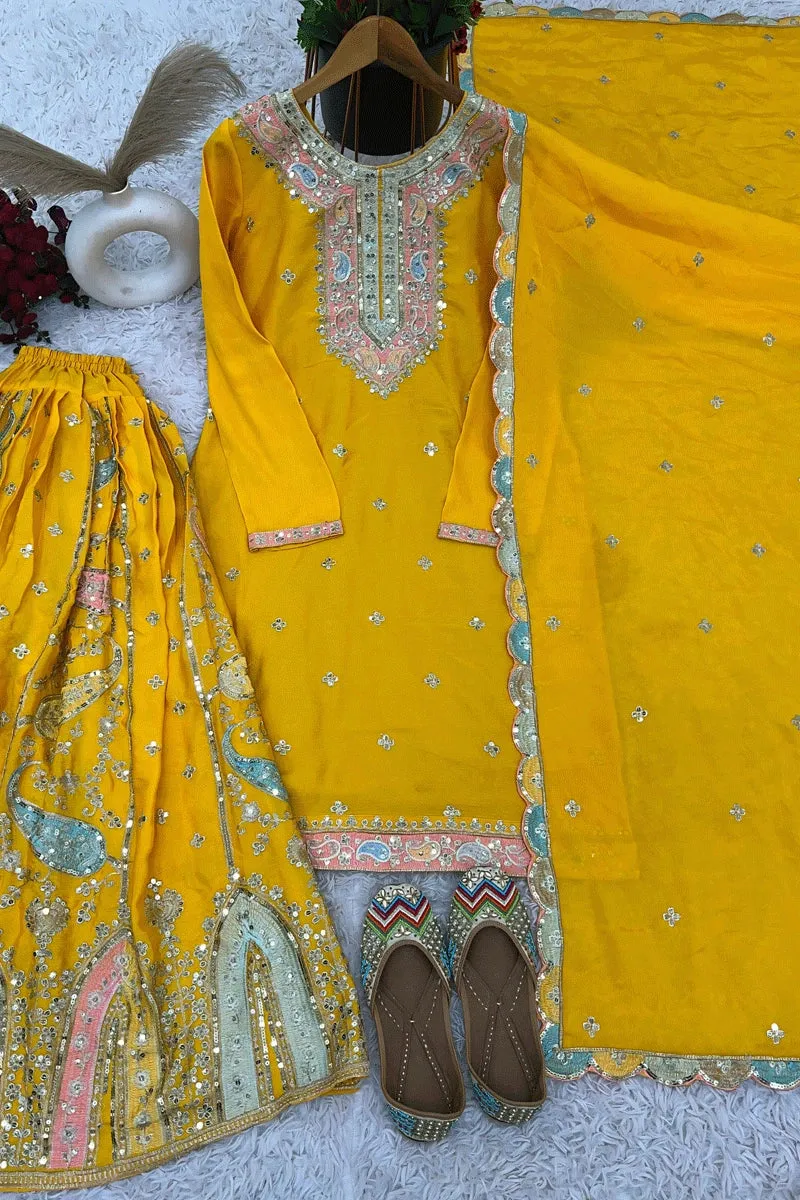 Yellow Colour Sharara Suit For Haldi Function