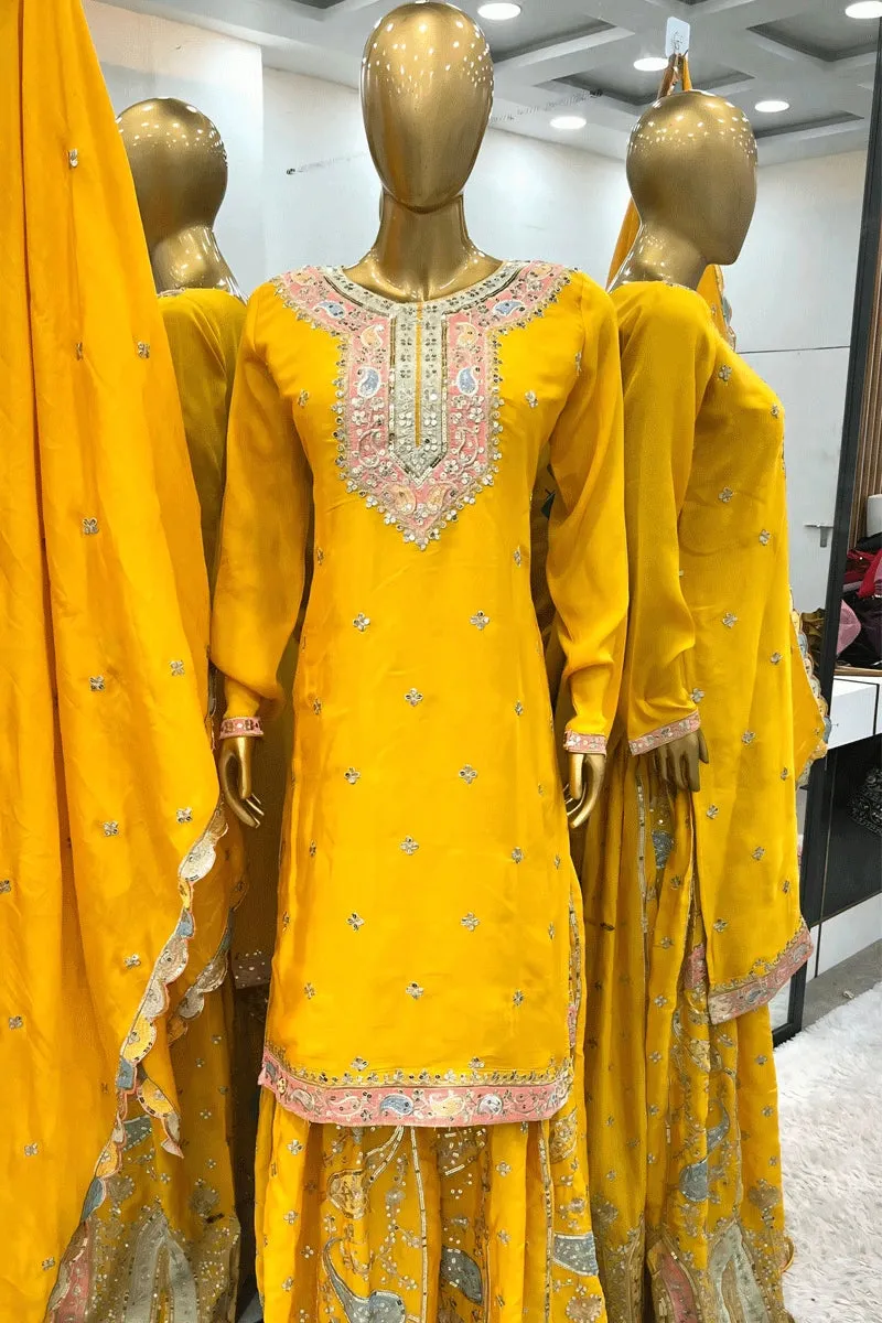 Yellow Colour Sharara Suit For Haldi Function