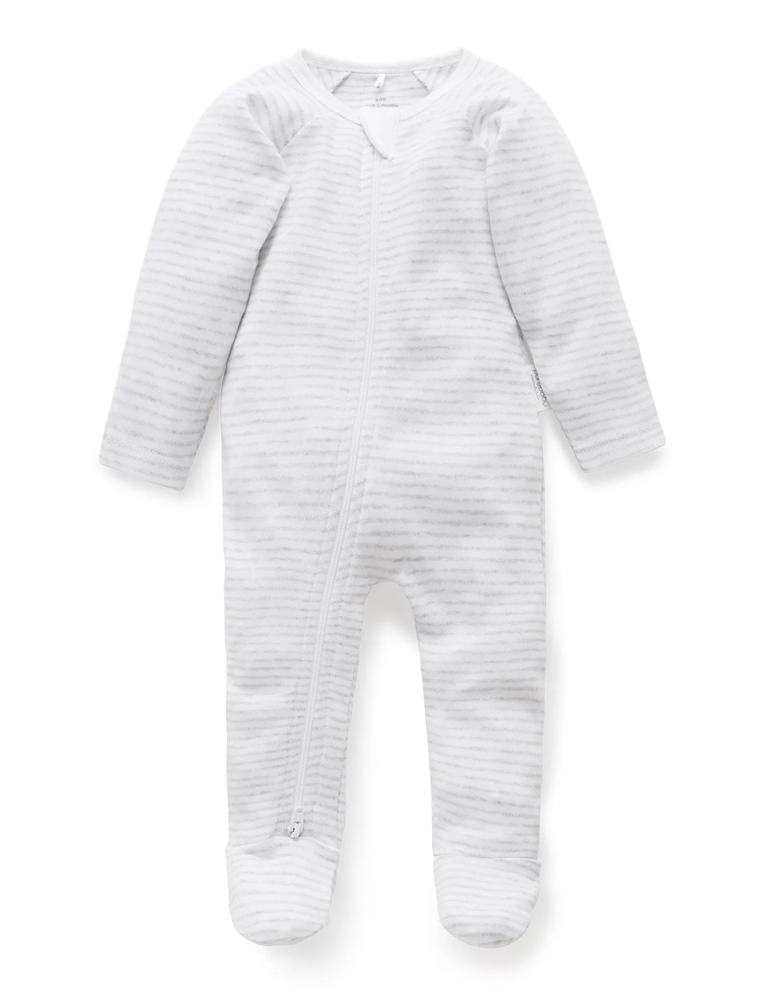 Zip Growsuit - Pale Grey Malange Stripe